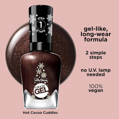 Sally Hansen Miracle Gel™, Hot Cocoa Cuddles, Long Lasting, Gel-Like Formula, No UV Lamp Needed, Brown Glitter Nail Polish