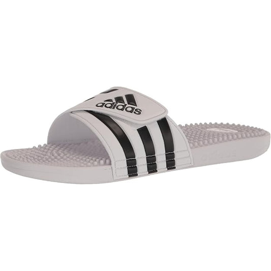 adidas Unisex Adissage Slides Sandal, White/Black/White, 15 US Men