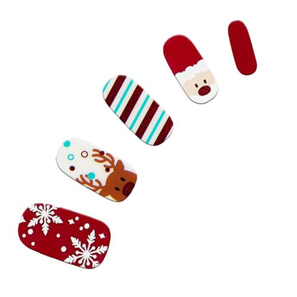 Dashing Diva Gloss Nail Strips - Santa's Helper | UV Free, Chip Resistant, Long Lasting Gel Nail Stickers | Contains 32 Nail Wraps, 1 Prep Pad, 1 Nail File