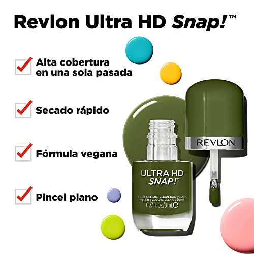 Revlon Ultra HD Snap Nail Color, Natural Rich Glossy Polish, 100% Vegan Formula, No Base or Top Coat Needed, 022 Commander in Chief, 0.27 fl oz