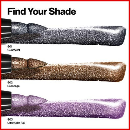 Revlon So Fierce! Chrome Ink Liquid Eyeliner, Longlasting Bold Metallic Pen Liner with Dip Ink Cap for Pearl, Shimmer Blend, 904 Ultraviolet Foil, 0.03 oz.