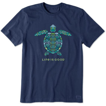 Life is Good Men's Mandala Turtle Short Sleeve Crusher-LITE Tee (Medium, Darkest Blue)