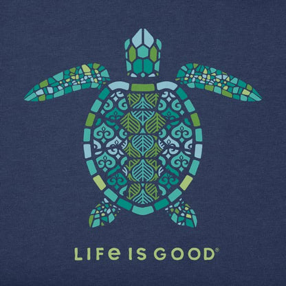 Life is Good Men's Mandala Turtle Short Sleeve Crusher-LITE Tee (Medium, Darkest Blue)