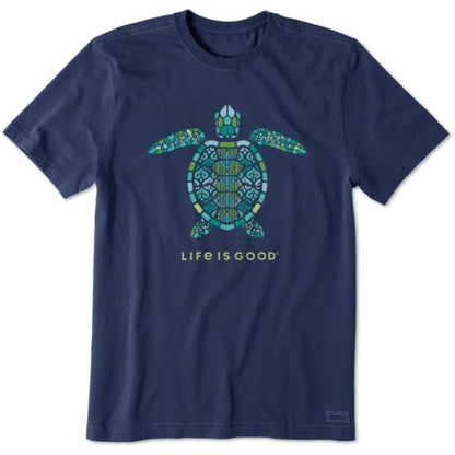Life is Good Men's Mandala Turtle Short Sleeve Crusher-LITE Tee (Small, Darkest Blue)