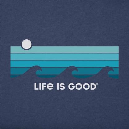 Life is Good Men's Retro Wave Stripe Short Sleeve Crusher-LITE Tee (Large, Darkest Blue)