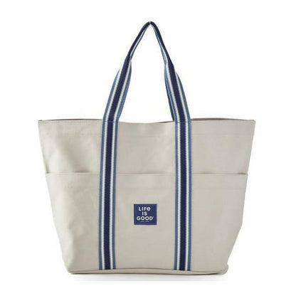 Life is Good Everyday Canvas Tote Plus Wristlet, Bone