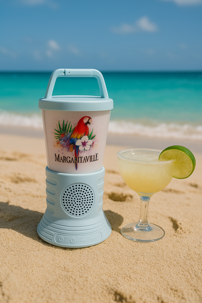 Margaritaville Light The Way Lantern Wireless Speaker with 3 Multicolored LED Light Modes, Waterproof Bluetooth Speaker, 5 Hours of Playtime, Table Lamp Outdoor Speaker with True Wireless Pairing