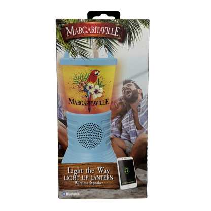 Margaritaville Light The Way Lantern Wireless Speaker with 3 Multicolored LED Light Modes, Waterproof Bluetooth Speaker, 5 Hours of Playtime, Table Lamp Outdoor Speaker with True Wireless Pairing