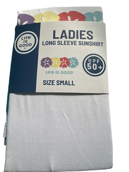 Life is Good Rash Guard Women Long Sleeve UPF 50 Summer White Small