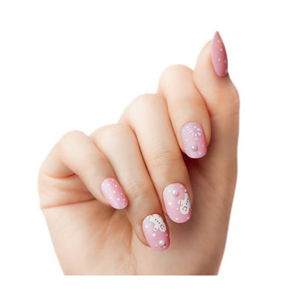 KISS Voguish Fantasy, Holiday Press on Nails, Happy Mittens, Pink, Short Oval, 28 Count