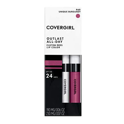COVERGIRL Outlast All-Day Lip Color Custom Reds, Unique Burgundy , 2 Piece Set