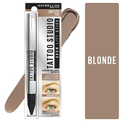 Maybelline TattooStudio Brow Lift Stick Makeup with Tinted Wax Conditioning Complex, Blonde, 1 Count