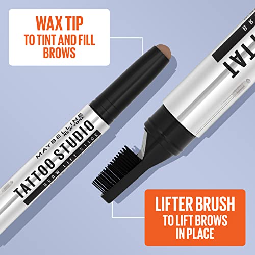 Maybelline TattooStudio Brow Lift Stick Makeup with Tinted Wax Conditioning Complex, Blonde, 1 Count