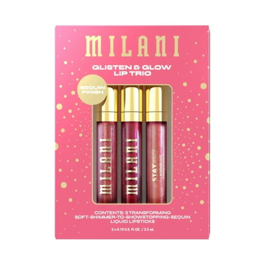 Milani Stay Put Liquid Lip Shimmer Lipstick Trio, Glisten + Glow