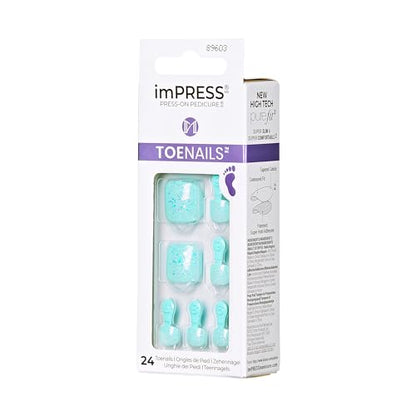 KISS imPRESS No Glue Pedi Press-On Toenails Includes 24 Nails, Prep Pad, 1 Manicure Stick, 1 Mini File