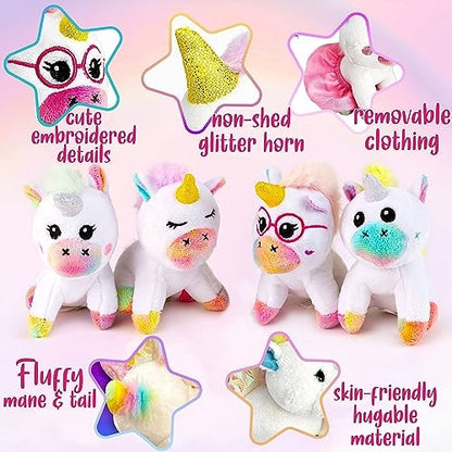 5 in 1 Unicorn Mommy Stuffed Animal with 4 Baby Unicorns in Her Tummy, Soft Unicorn Plush Toys Set, Christmas Birthday Gifts for Baby, Toddler, Kids Ages 3+