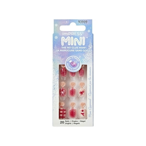 KISS imPRESS Holiday Press on Nails, Oh So Cute, Pink, Kids Squoval, 20 Count