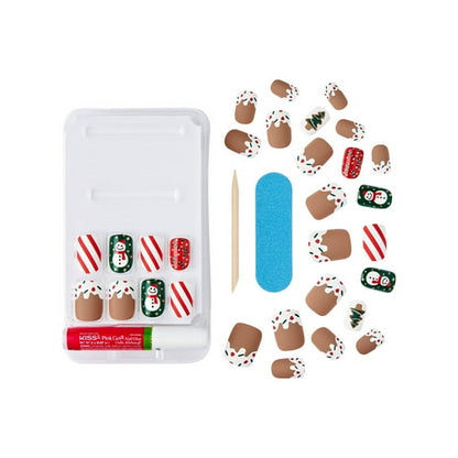 KISS Voguish Fantasy, Holiday Press on Nails, Silent Angels, Multicolor, Short Squoval, 28 Count