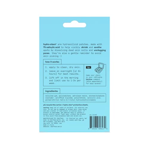 Starface Holographic Hydro-Stars, Hydrocolloid Pimple Patches, Absorb Fluid and Reduce Redness, Cute Star Shape (32 Count)