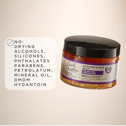 Carol's Daughter Black Vanilla Moisture and Hold Jelly, Hair Gel For Dry Hair with Shea Butter, Jojoba and Vanilla, 12 Fl Oz