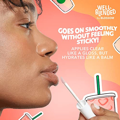 Blossom Lip Gloss Well Blended Fruit Flavored Smoothie Inspired Moisturizing Lip Care, Hydrating Lip Gloss with Wand Applicator, 0.10oz, Strawberries 'n' Cream