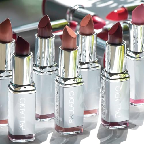 Palladio Herbal Lipstick, Rich Pigmented and Creamy Lip Color, Infused with Safflower, Ginseng, Ginkgo Biloba, Camellia and Aloe, Prevents Lips from Drying, Combats Fine Lines, Long Lasting, Just Red