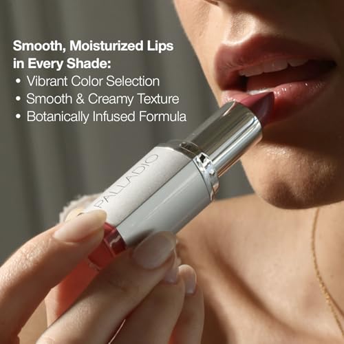 Palladio Herbal Lipstick, Rich Pigmented and Creamy Lip Color, Infused with Safflower, Ginseng, Ginkgo Biloba, Camellia and Aloe, Prevents Lips from Drying, Combats Fine Lines, Golden Orange