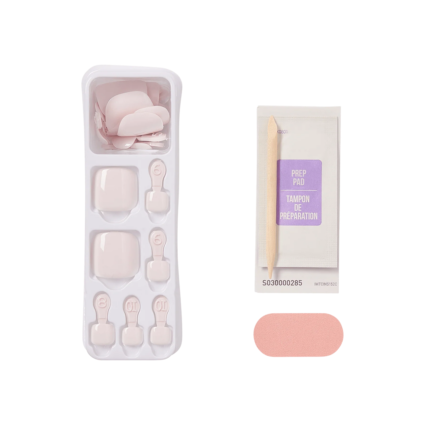imPRESS Color Press-On Pedicure Off White Shade - 24 Toenails - Sea Spray