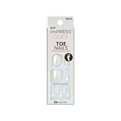 KISS imPRESS Press-On Gel Toenails, Glossy White, 24 Pieces, Dreamlike
