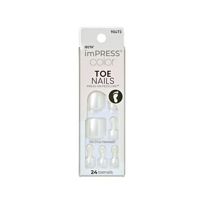 KISS imPRESS Press-On Gel Toenails, Glossy White, 24 Pieces, Dreamlike