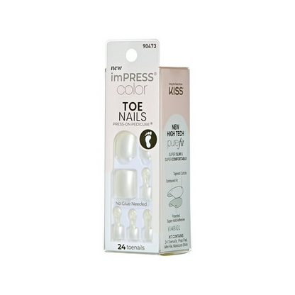 KISS imPRESS Press-On Gel Toenails, Glossy White, 24 Pieces, Dreamlike