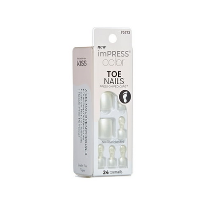KISS imPRESS Press-On Gel Toenails, Glossy Light Pink, 24 Pieces, Sunroof