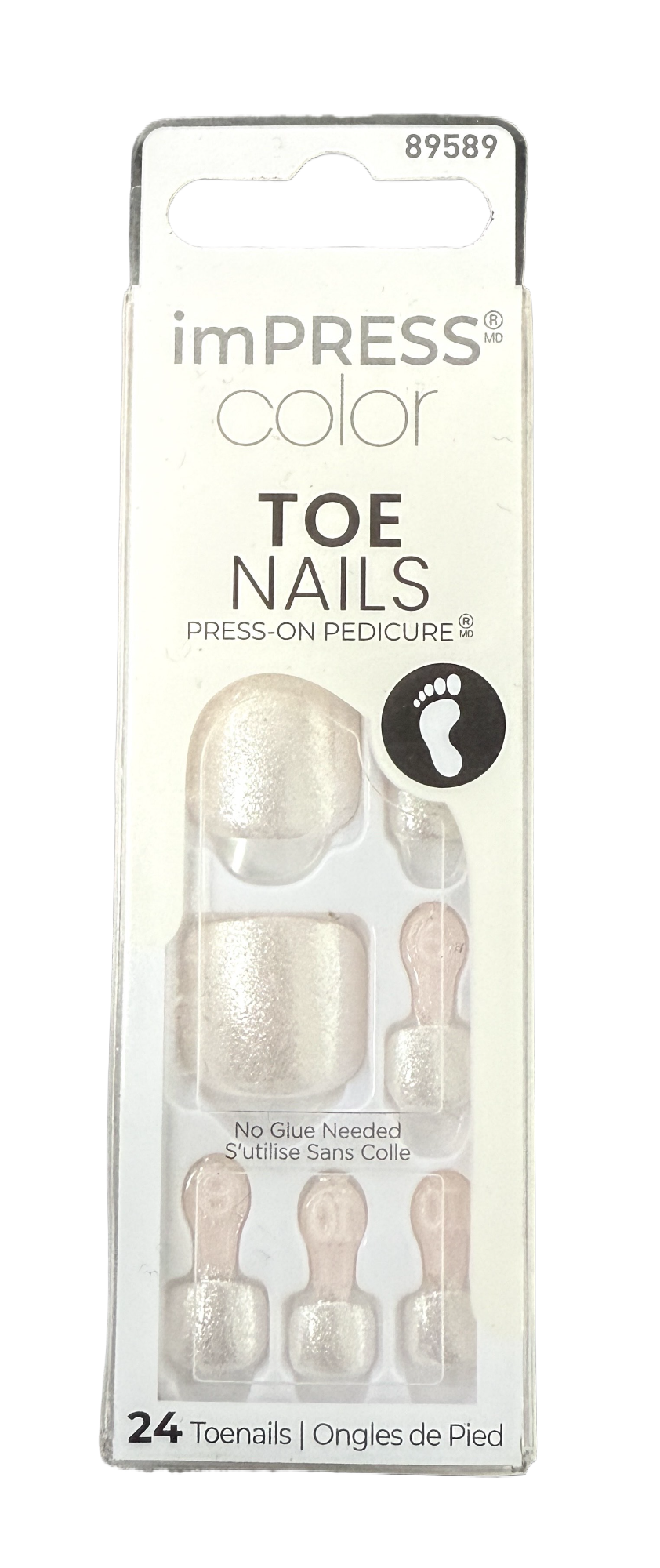 KISS imPRESS Press-On Gel Toenails, Glossy Light Pink, 24 Pieces, Sunroof