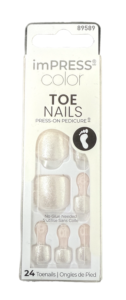 KISS imPRESS Press-On Gel Toenails, Glossy Light Pink, 24 Pieces, Sunroof