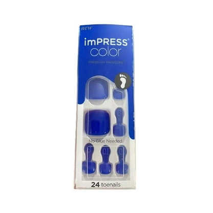 imPRESS Toe Nails Press On Pedicure Glossy Blue - 24 Nails - Goodies