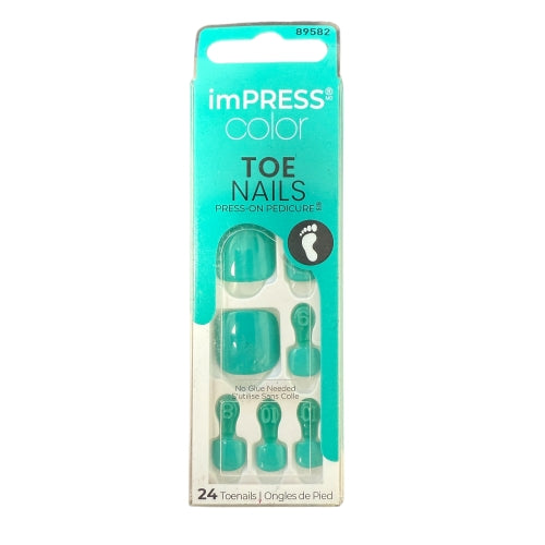 imPRESS Toe Nails Press On Pedicure Turquoise - 24 Nails - Sunday Morning
