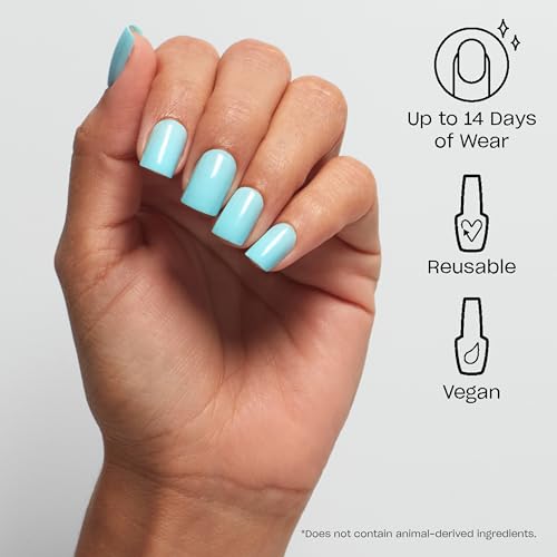 OPI On Point Suzi Without a Paddle | Short Round Light Pastel Blue Press On Nails | With Nail Glue | Long Lasting, Reusable, Non-damaging