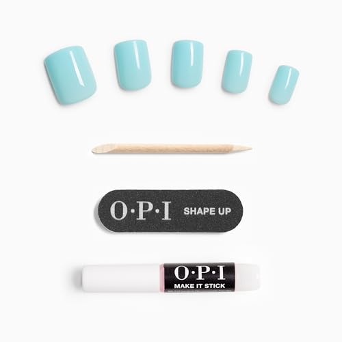 OPI On Point Suzi Without a Paddle | Short Round Light Pastel Blue Press On Nails | With Nail Glue | Long Lasting, Reusable, Non-damaging