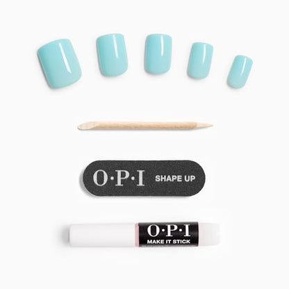 OPI On Point Suzi Without a Paddle | Short Round Light Pastel Blue Press On Nails | With Nail Glue | Long Lasting, Reusable, Non-damaging