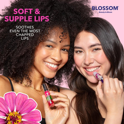 Blossom Roll on Lip Gloss, Scented Clear High Shine Moisturizing Lip Oil, Non Sticky, Infused with Real Flowers, Made in USA, 0.2oz, Watermelon
