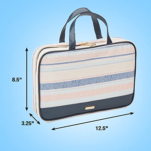 Conair Makeup Bag - Travel Toiletry Bag - Cosmetic Bag- Travel Makeup Bag - Perfect for Vacations - Weekender Shape - Pastel Striped Canvas