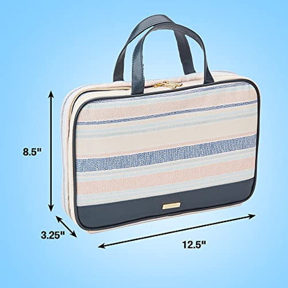 Conair Makeup Bag - Travel Toiletry Bag - Cosmetic Bag- Travel Makeup Bag - Perfect for Vacations - Weekender Shape - Pastel Striped Canvas