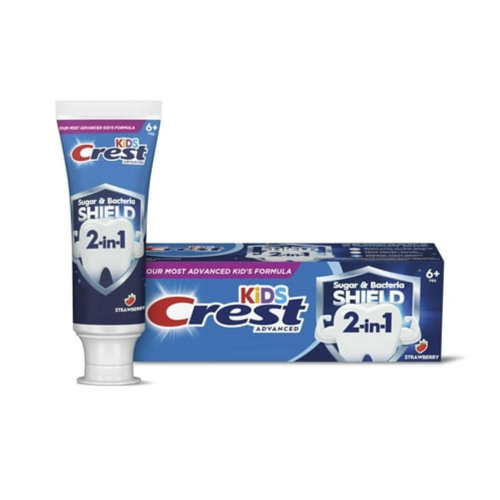 Crest Kids Sugar Bacteria Shield Toothpaste with Fluoride, Strawberry Flavor, 4.1oz for Ages 6+