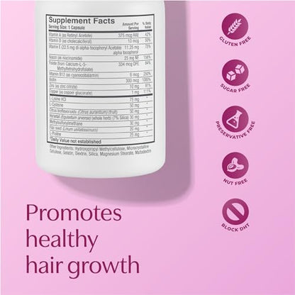 Women’s Healthy Hair Growth Supplements – DHT-Blocking Botanicals with Biotin, Niacin, Zinc & L-Lysine – Rich in Vitamins & Minerals – Supports Thicker, Fuller Hair – 60 Capsules (2-Month Supply)