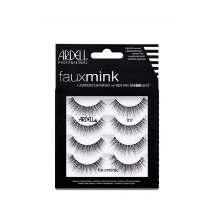 Ardell Faux Mink Lashes 817 – Lightweight, Knot-Free Invisiband Eyelashes for Natural Glam, 4 Pairs, 1 Pack