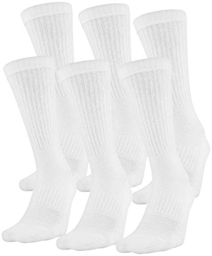 Under Armour Adult Training Cotton Crew Socks, Multipairs , White (6-Pairs) , Large