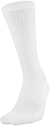 Under Armour Adult Training Cotton Crew Socks, Multipairs , White (6-Pairs) , Large