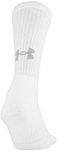 Under Armour Adult Training Cotton Crew Socks, Multipairs , White (6-Pairs) , Large