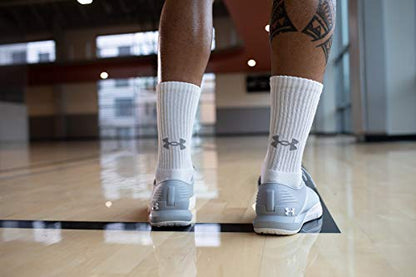 Under Armour Adult Training Cotton Crew Socks, Multipairs , White (6-Pairs) , Large