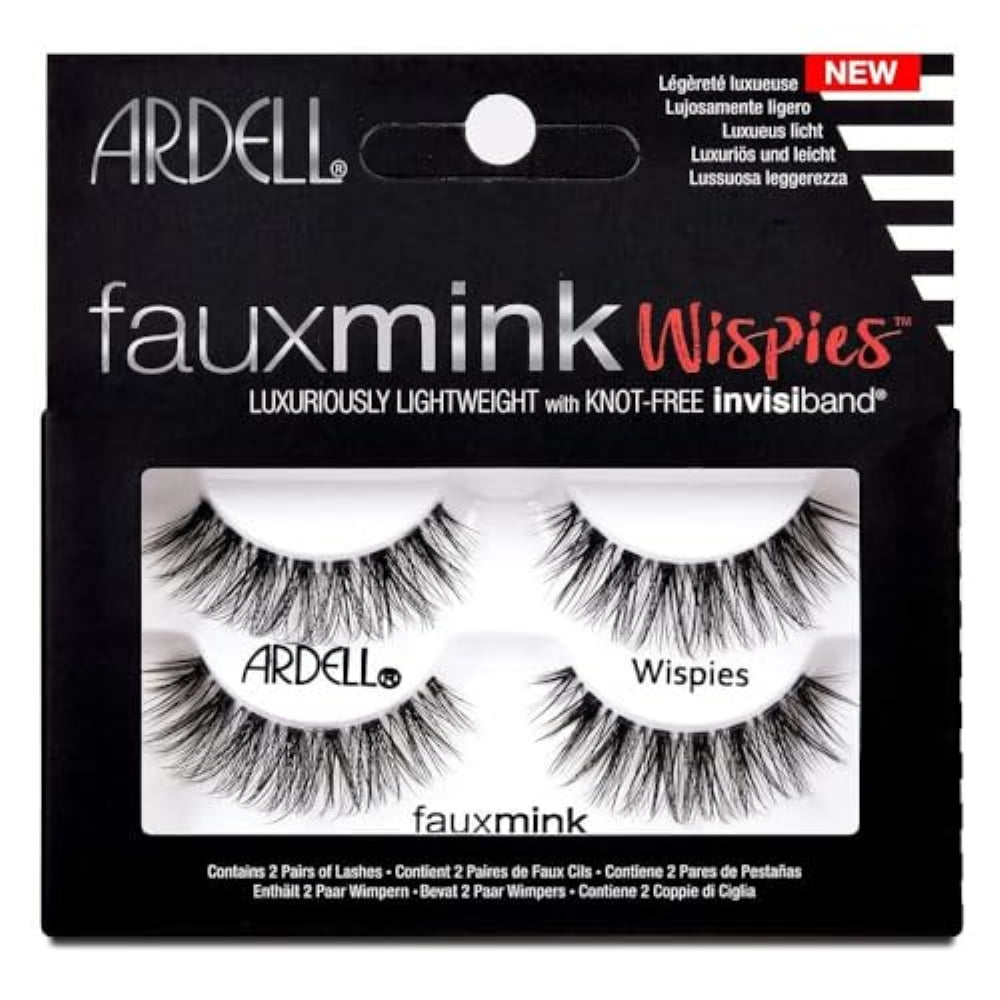 Ardell Faux Mink Wispies False Eyelashes, Light Volume, Short Length, Vegan Friendly, 2 Pairs (Pack of 1)